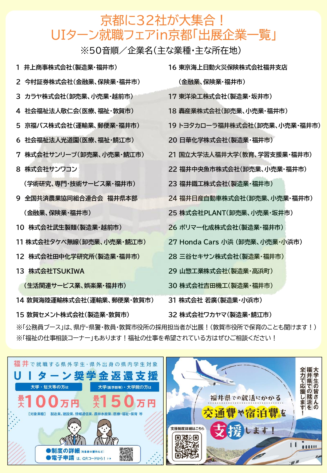 ふくいに決めようＵＩターン就職フェア（京都）チラシ裏
