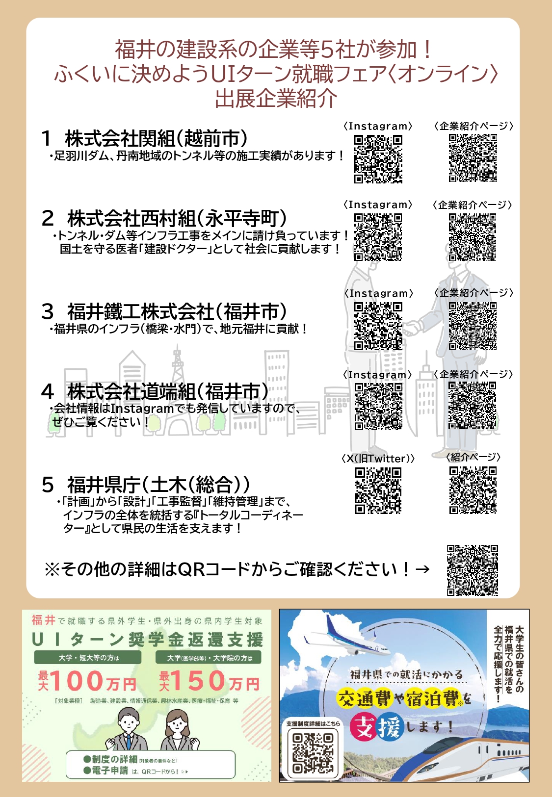 〈建設業界限定〉ふくいに決めようUIターン就職フェア（オンライン）裏面